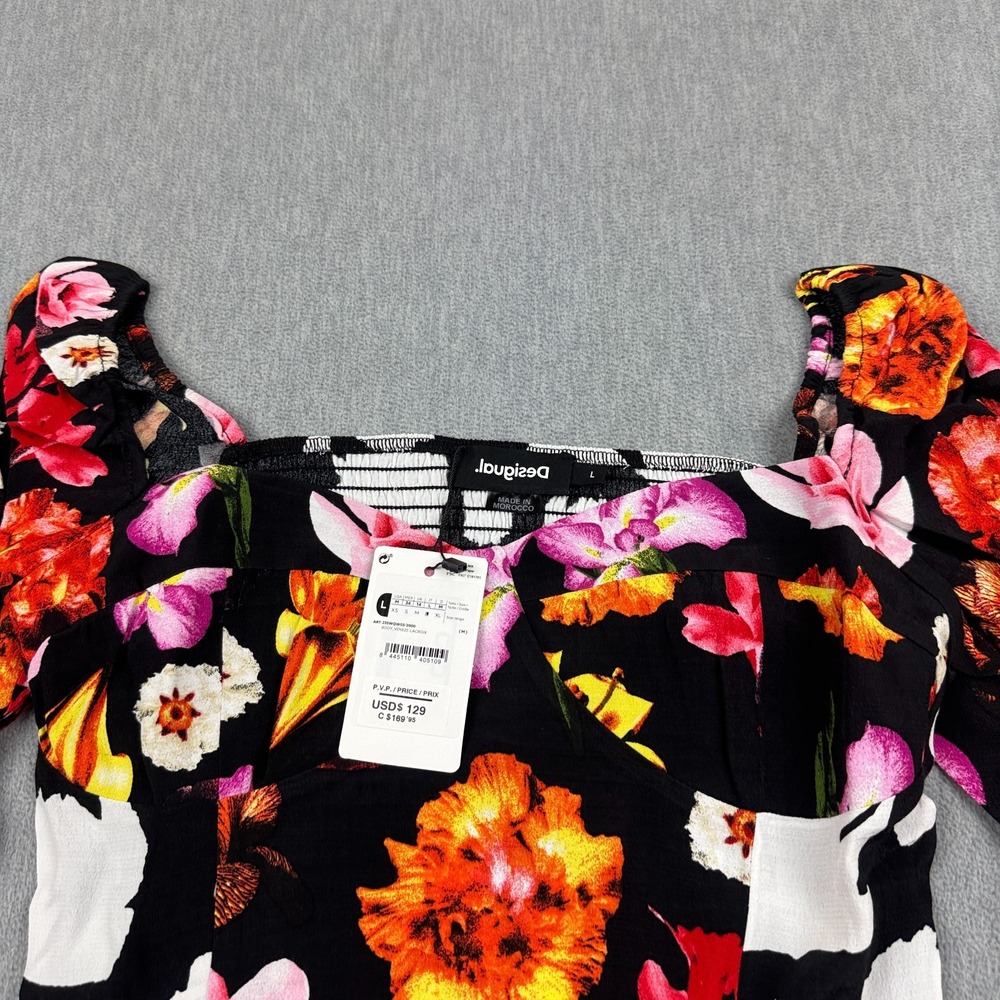 Desigual Bodysuit Womens Large Black M. Christian Lacroix Floral Long Sleeve NWT - Picture 2 of 11